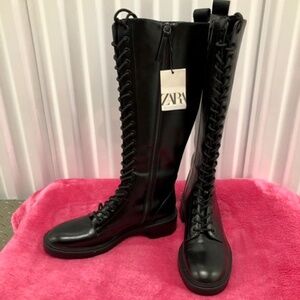 ZARA Lace up Boots Booties Shoes, 39, NWT